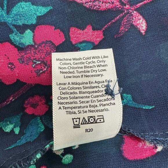 Terra & Sky Womens Top Plus‎ Size 1X Floral Elastic Stretch Peplum Blouse Sheer - Picture 8 of 9